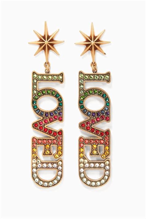 gucci black earings|gucci multi stone earrings.